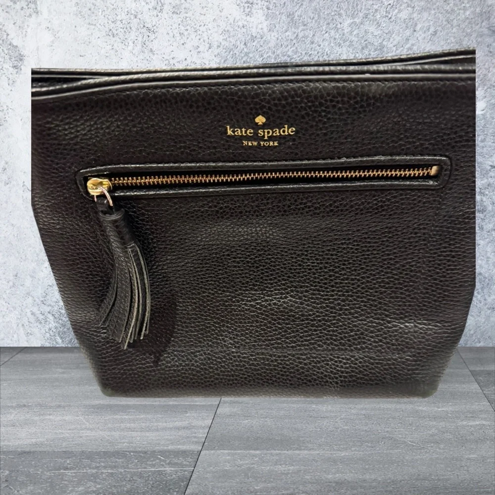 Kate Spade Black Leather Crossbody Bag with Tassel